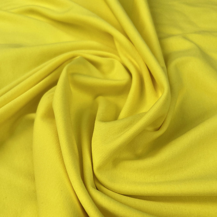 Stof Cotton Jersey Sunshine Plain Yellow Elastane Stretch Knit Fabric