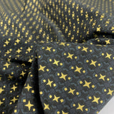 Stoff Craft Christmas A Starry Night Sky Black Gold Stars On A Black And Grey Geometric Ground Fold
