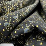 Stoff Craft Christmas Diamonds Hearts Gold Diamonds And Hearts On A Black Ground Fold