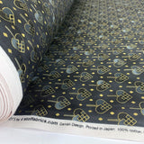 Stoff Craft Christmas Diamonds Hearts Gold Diamonds And Hearts On A Black Ground Roll