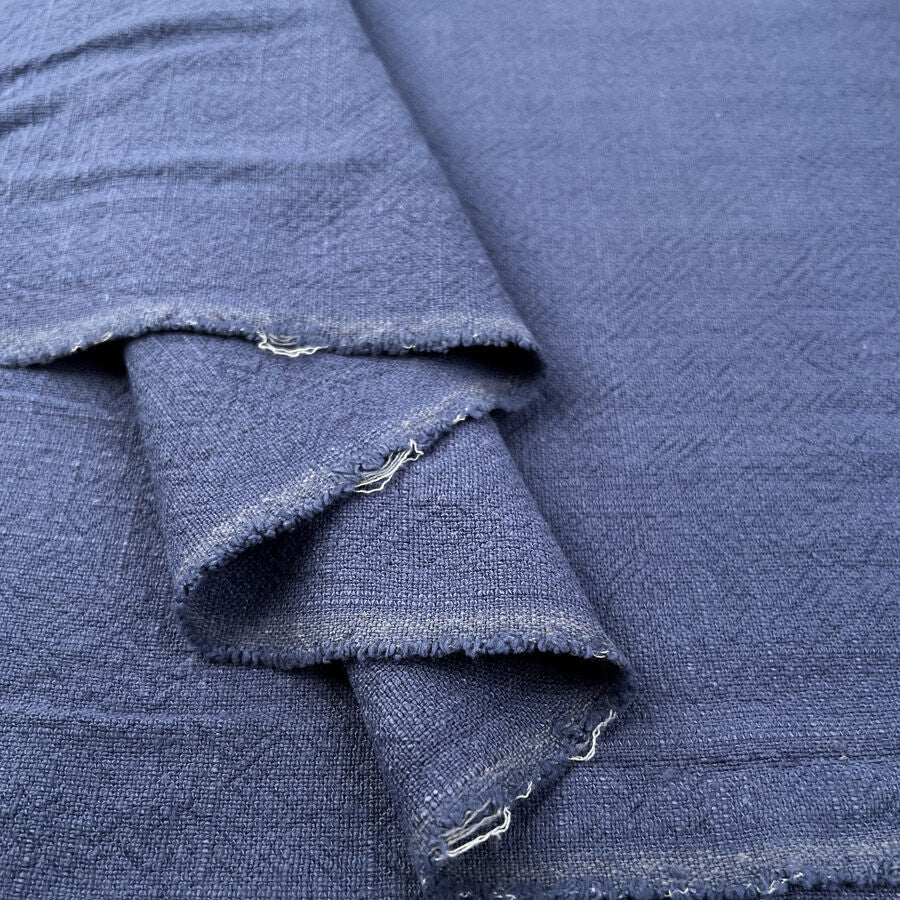 Stone Washed Linen Denim Blue Viscose Mix Dress Fabric Fold