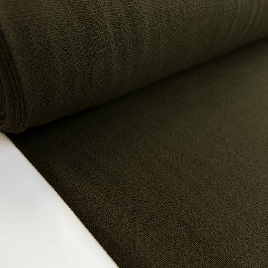 Stone Washed Linen Khaki Textured Dress Fabric Roll