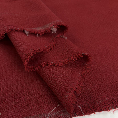 Stone Washed Linen Scarlet Red Textured Dress Fabric Fold