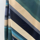 Stretch Geo Teal Sateen Stripe Dress Fabric Drape
