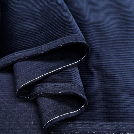 Stretch Corduroy Navy Cotton Elastane Heavyweight Trouser Fabric Fold