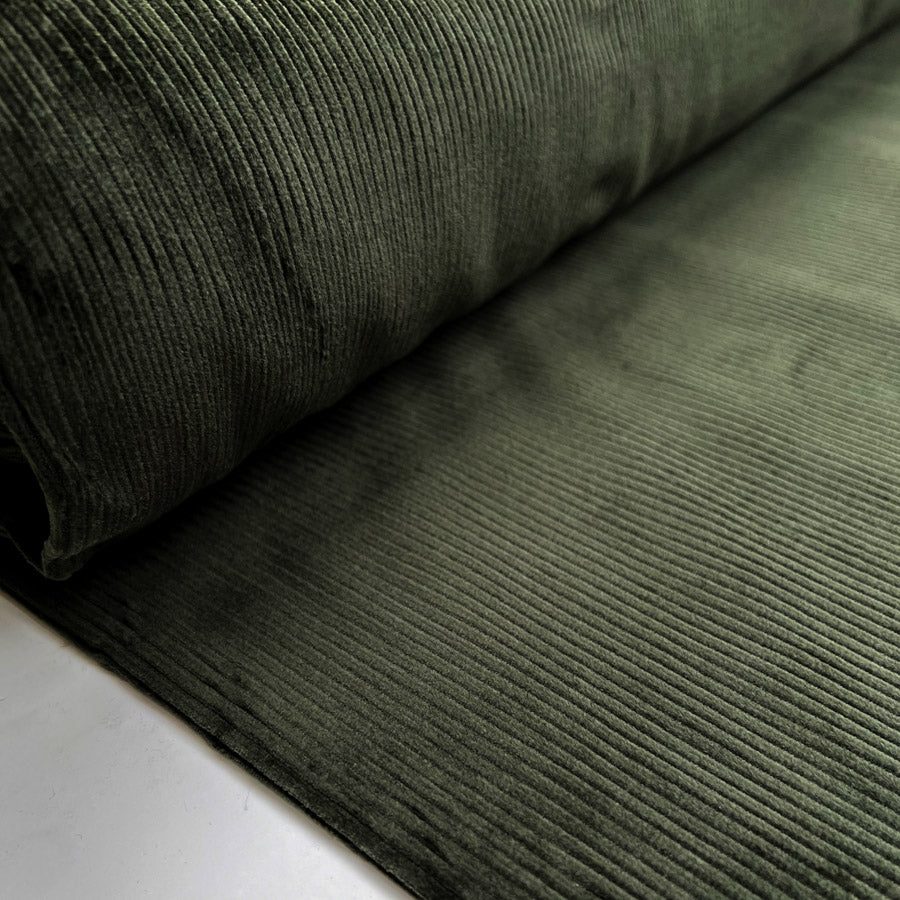 Stretch Corduroy Olive Cotton Elastane Heavyweight Trouser Fabric Bolt