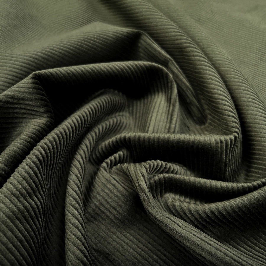 Stretch Corduroy Olive Cotton Elastane Heavyweight Trouser Fabric