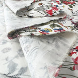 Stretch Cotton Lycra Fabric White Floral Spring Garden Ivory Fold