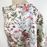 Stretch Cotton Lycra Fabric White Floral Spring Garden Ivory Side