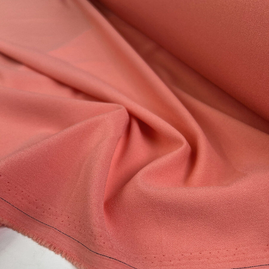 Stretch Crepe Coral Polyester Elastane Pink Dress Suiting Fabric