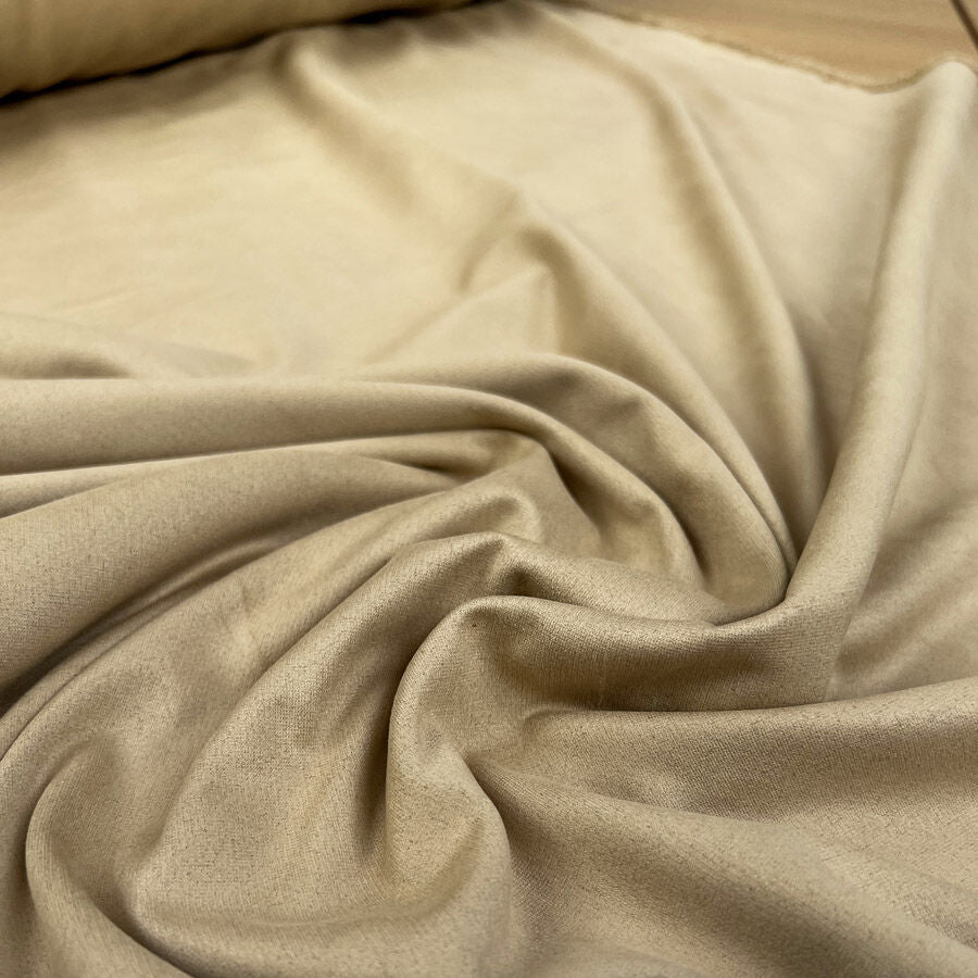 Stretch Faux Suede Beige Polyester Elastane Stretch Knit Dress Fabric