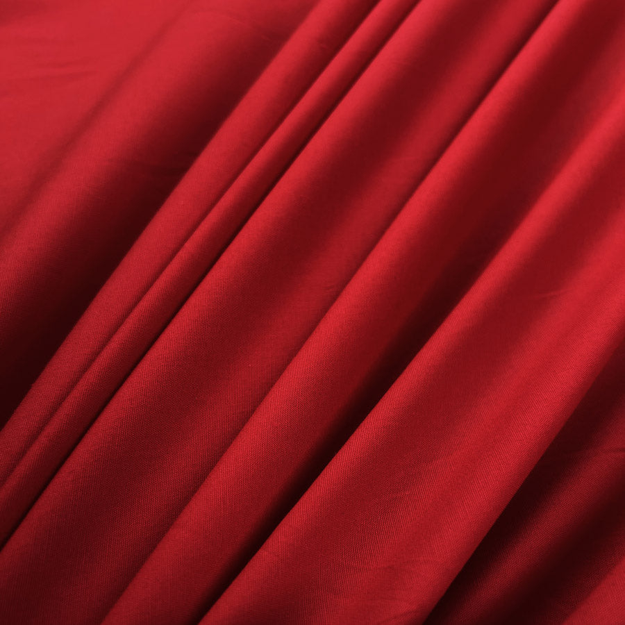 Stretch Shirting Scarlet Red Cotton Spandex Plain Woven Fabric