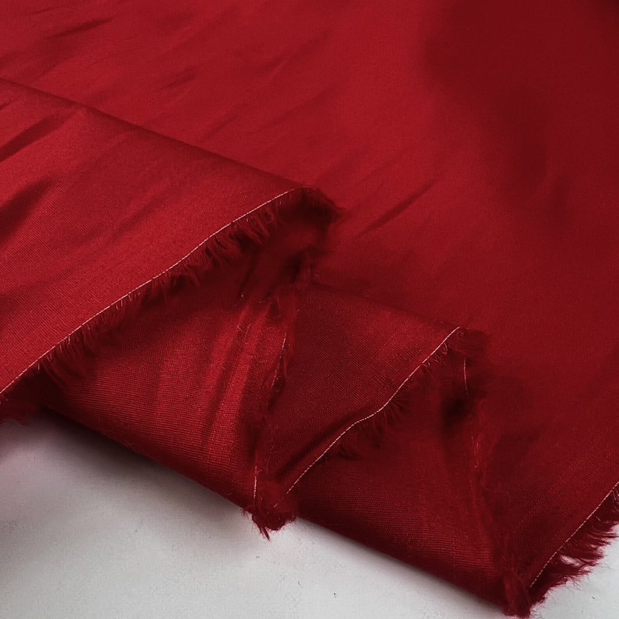 Stretch Shirting Scarlet Red Cotton Spandex Plain Woven Fabric Fold