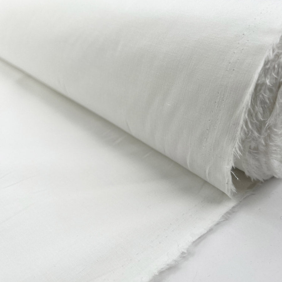 Stretch Shirting White Cotton Elastane Fine Woven Fabric Roll