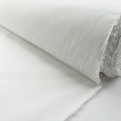 Stretch Shirting White Cotton Elastane Fine Woven Fabric Roll
