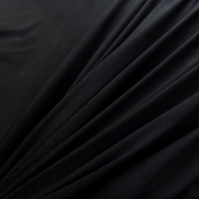 Stretch Suede Black Polyester Elastane Brushed Jersey Fabric