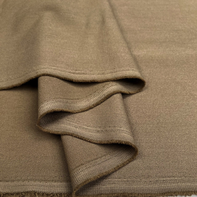 Stretch Twill Sand Beige Plain Polyester Viscose Elastane Suiting Fabric Fold