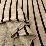 Stripe   Snug Black Brown Cotton Knitted Jersey Strerch Jumper Fabric Fold
