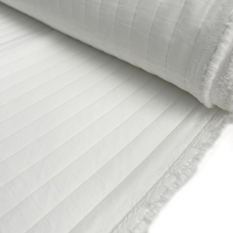 Stripe Quilt Ecru Polyester Spandex White Coating Fabric Bolt