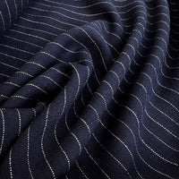 Striped Viscose Linen Slub - Navy