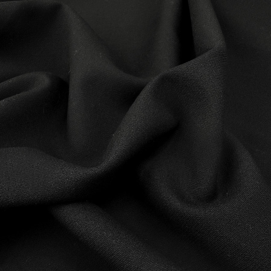 Sturdy Black Heavy Suiting Polyester Viscose Elastane Woven Suiting Fabric Cu1