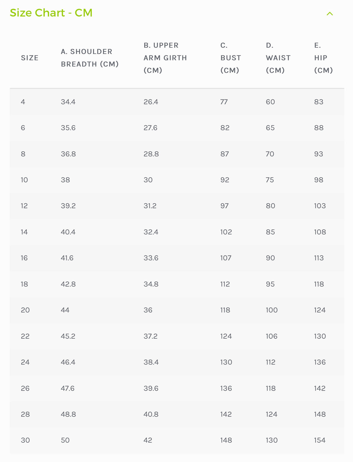 Style Arc Size Chart cm 35A9Bb6E 5A52 40Dc Bf70 998Acd803948