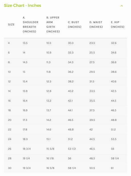 Style Arc Size Chart Inches Cd8E528A 97C8 4Ca0 9162 172311Eb436D