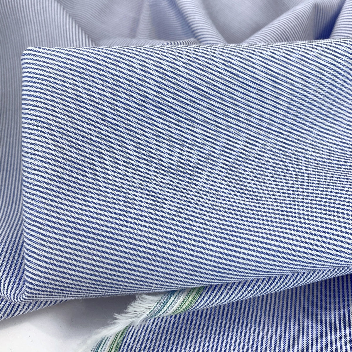Summer Shirt Cotton Shirting Blue White Stripe Fol