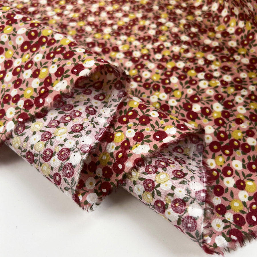 Summer Cotton Betty Pink Floral Red Green Dress Fabric Fold