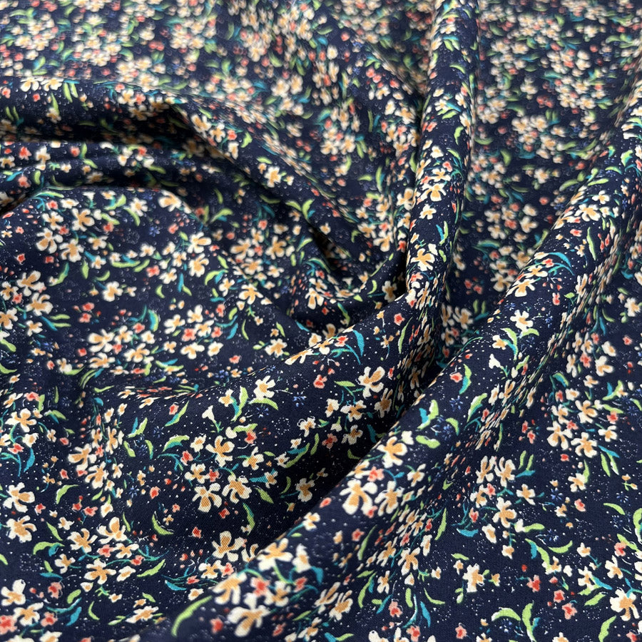 Summer Cotton Lilly Navy Floral Pink Woven Dress Fabric