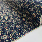 Summer Cotton Lilly Navy Floral Pink Woven Dress Fabric Roll