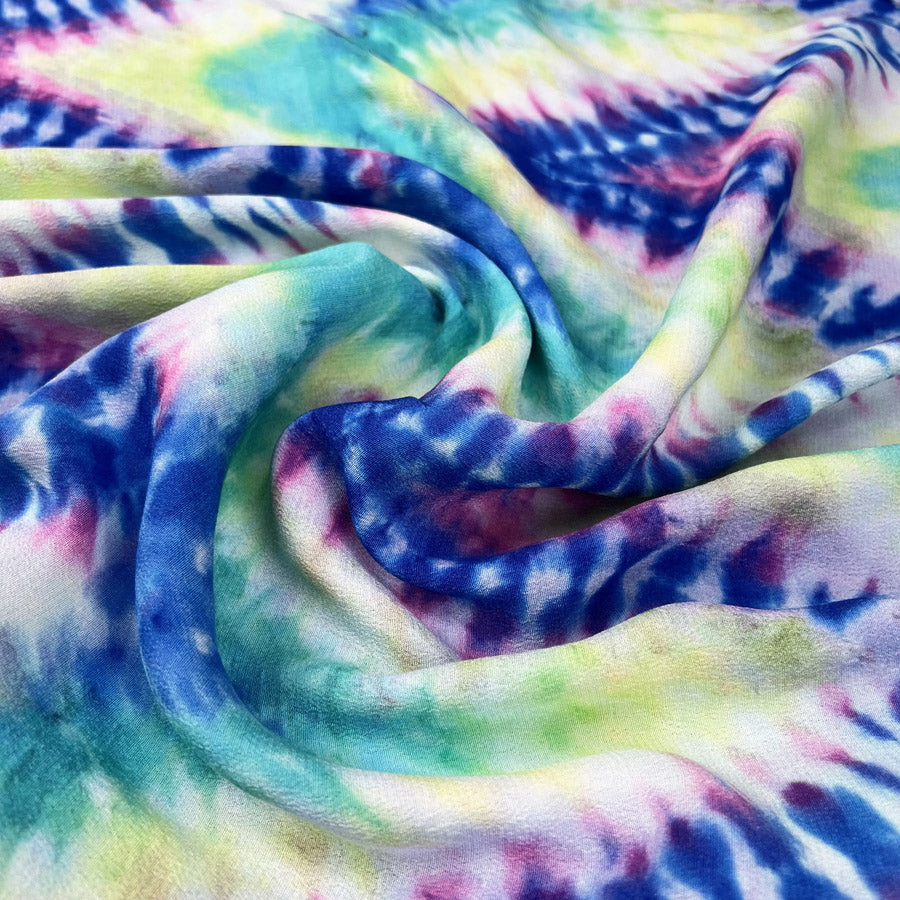 Summerfest Green Blue Tie Dye Viscose Multicoloured Dress Fabric