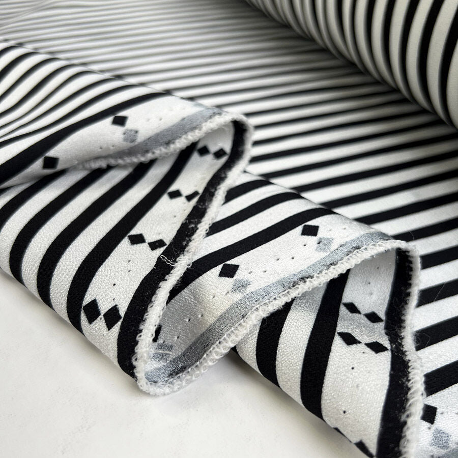 Sunset Blvd Black White Viscose Stripe Italian Dress Fabric Fold