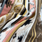 Sunset Sands Cotton Polyester Woven Aztec Pink Jacquard Brown Brocade Dress Fabric