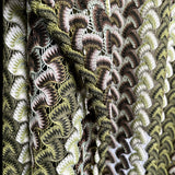Sunset Serenade Green Polyester White Brown Crochet Lace Beach Wear Fabric Fold