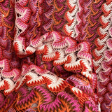 Sunset Serenade Pink Polyester Lace Crochet Beach Wear Fabric