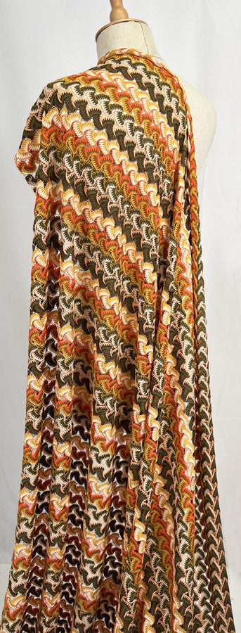 Sunset Serenade Polyester Green Orange Crochet Lac