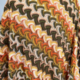 Sunset Serenade Polyester Green Orange Crochet Lace Kaftan Dress Fabric