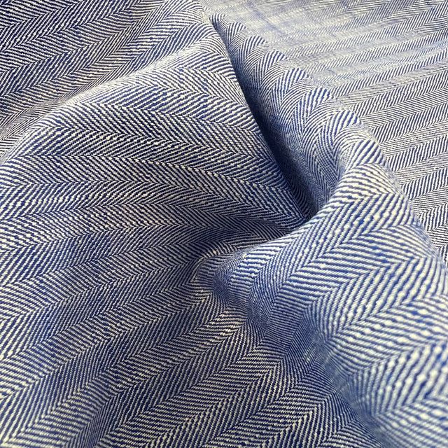 Superfine Herringbone Stripe Cotton Shirting Fabric Oekotex Oh I Say Blue