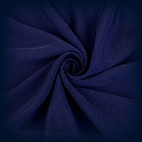 Superior Satin Crepe Dark Navy Deep Navy Blue Polyester Crepe Dress Fabric Close Up Drape Fabric Photo