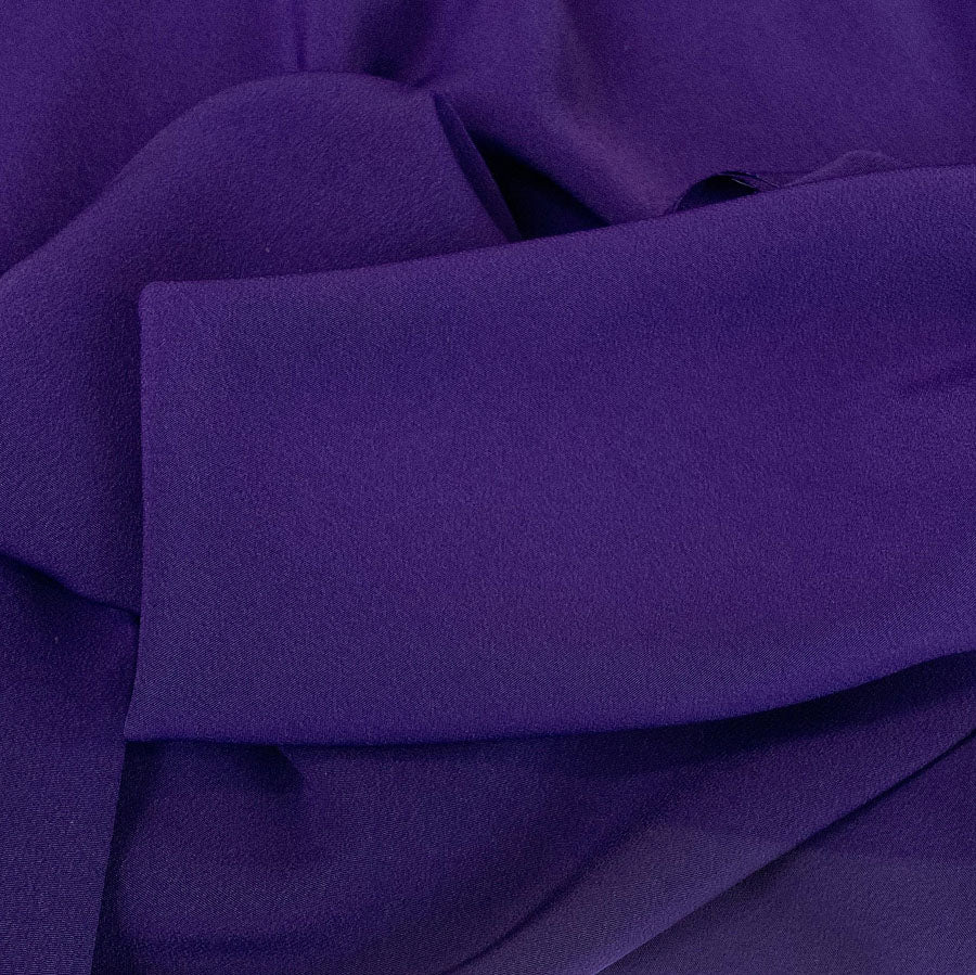 Superior Satin Crepe Deep Purple Dark Purple Polyester Crepe Dress Fabric Close Up Fabric Photo