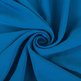 Superior Satin Crepe Peacock Deep Blue Polyester Crepe Dress Fabric Close Up Drape Fabric Photo