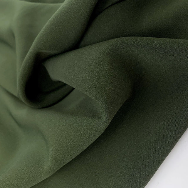 Superior Satin Crepe Polyester Dress Fabric Dark Olive Fold