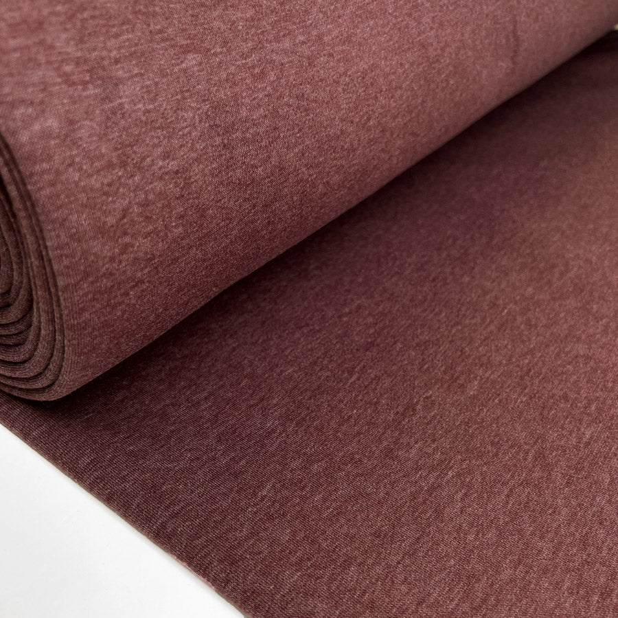 Superior Sweatshirt Burgundy Marl Cotton Polyester Knitted Jersey Heavy Jogger Fabric Bolt