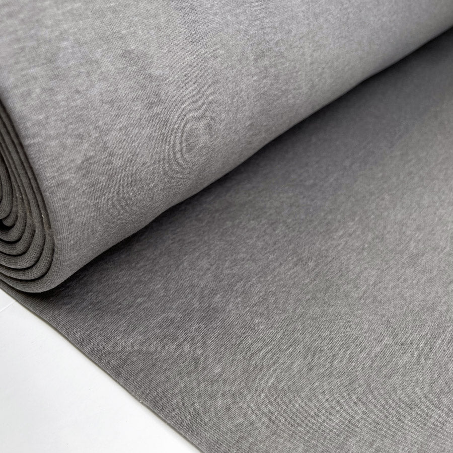 Superior Sweatshirt Grey Marl Cotton Polyester Knitted Jersey Heavy Jogger Fabric Bolt