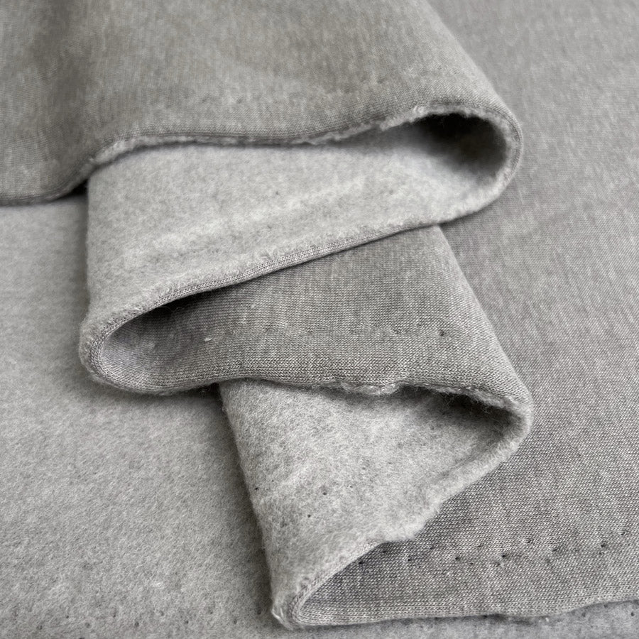 Superior Sweatshirt Grey Marl Cotton Polyester Knitted Jersey Heavy Jogger Fabric Fold