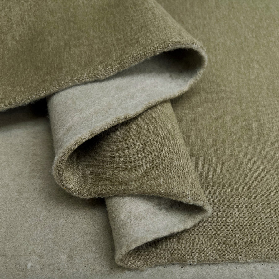 Superior Sweatshirt Olive Marl Cotton Polyester Knitted Jersey Heavy Jogger Fabric Fold