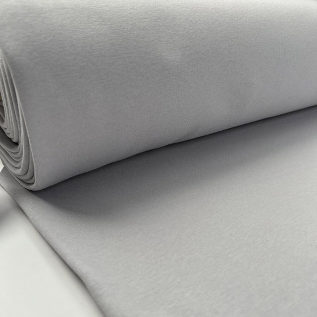 Superior Sweatshirt Palest Grey Cotton Polyester Soft Knit Fabric Bolt