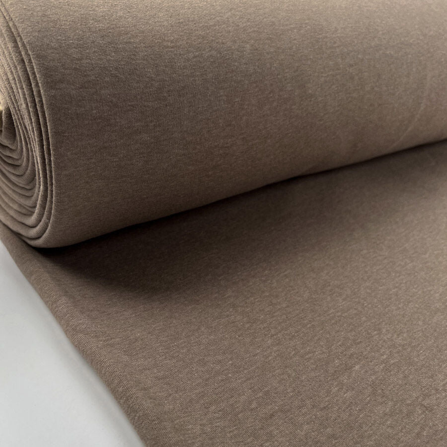 Superior Sweatshirt Taupe Marl Cotton Polyester Brown Soft Knit Fabric Bolt