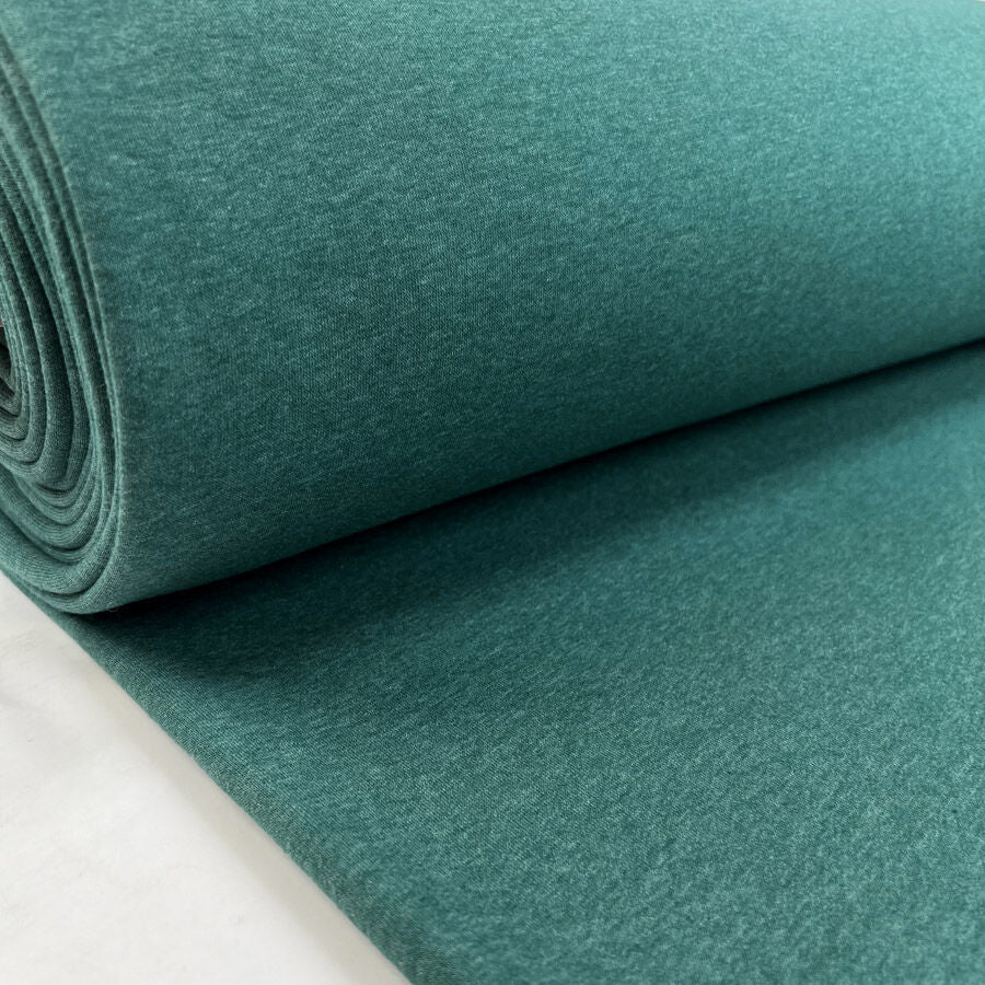 Superior Sweatshirt Teal Marl Cotton Polyester Jersey Fabric Bolt